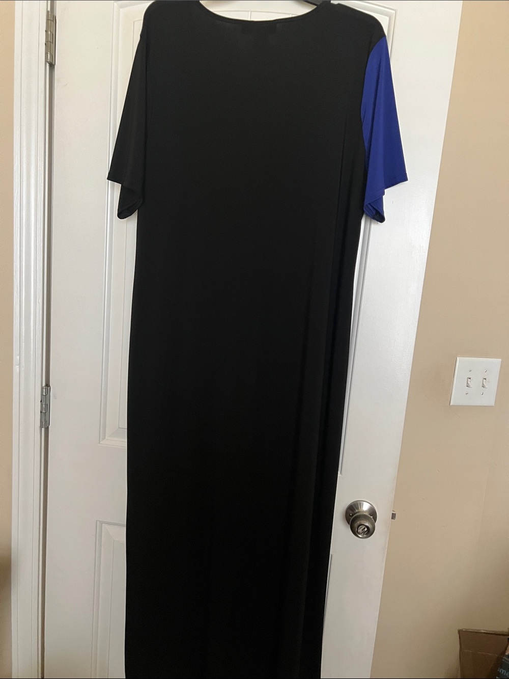 Ashley Stewart Black Maxi Dress with Royal Blue Sleeve